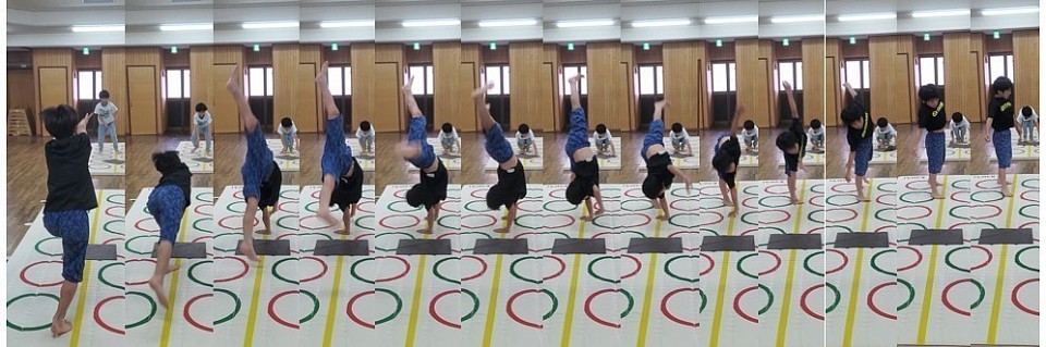 特大と言っていいくらいのT君。真上ではなく背中が反るくらいの大、身のこなしも含めてセンスピカ1です！そんなT君でも若干の膝の曲がりが…！！柔軟。。。
