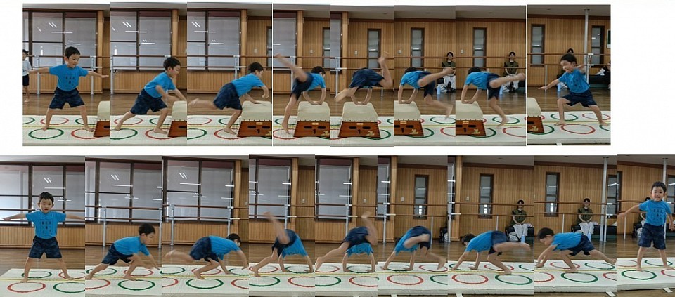 年中Sちゃん、跳び箱使った側転練習の方が足上がってますね！練習はまだまだこれからです！