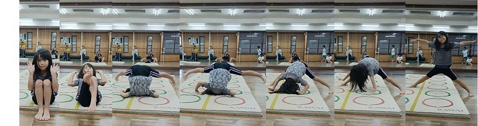 開脚後転、完璧ですね！Hちゃん合格おめでとう！！