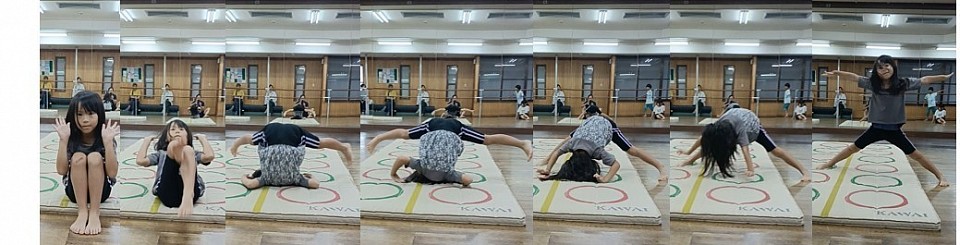 開脚後転合格、体操教室に入って数カ月、跳び箱開脚とびが跳べたり逆上がりが出来たり、ぐんぐん成長してるHちゃんです！