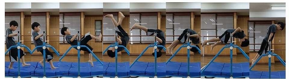 逆上がり合格２発目、年長R君、Ｒ君は体操教室に入ってたった１ヵ月で写真の逆上がり、とび箱８段合格など、伝えたこと瞬時に理解して実行してしまうセンスの持ち主です。今後が楽しみですね！