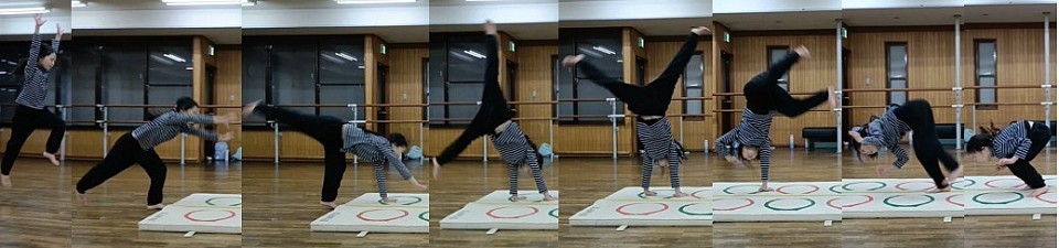 教室に入って三カ月でみるみる成長を続けているRちゃん、助走からのロンダート、そんな練習まで入ってます！