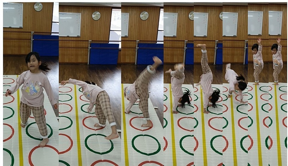 テスト前の練習では「大」になりきれてなかった側転、年長ちゃんテストで仕上げてきました！幼児クラスから１人目側転大合格です！叫ばせてもらいました！＼(^_^)／