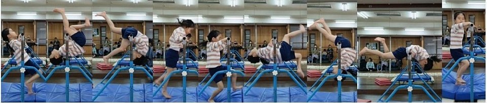 逆上がり2回連続合格新1年生Cちゃん、身体が柔らかく動きがしなやかです！
