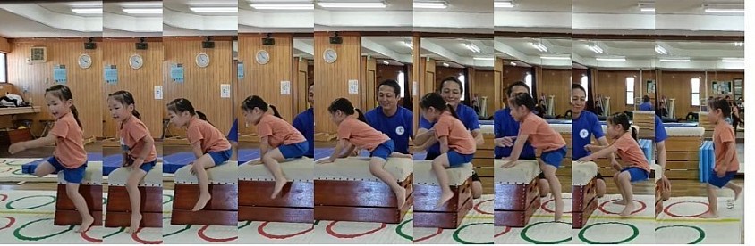 新年中Sちゃん、２回目の練習で自分でジャンプしてとび箱に乗り、そしてとび箱を押しながら進むことが出来るようになりました！テスト項目にある動きばかり、これからスタートです！