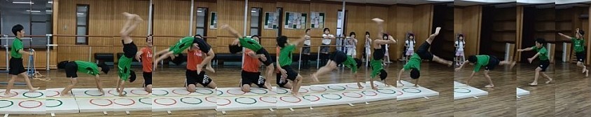 当教室バク転紹介モデル担当４年生Ｔ君、最近１人バク転紹介しましたがどんどん先へ進みます！「ロンダート～バク転」ついにこの練習を開始しました！早い！！