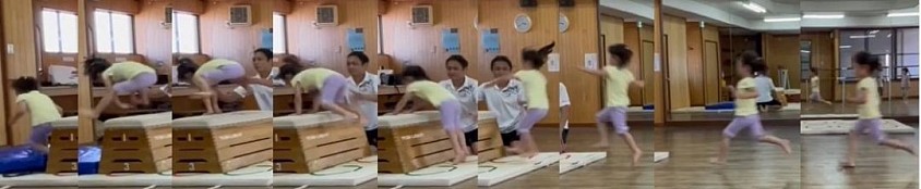 動きキレッキレ、年中Yちゃんこの日開脚とび５段までチャレンジしました！