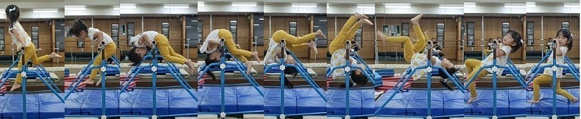 年中Ｙちゃん、体重に対して筋力が大きく上回っているため、あまりコツを使わずとも「エイっ！」と回れてしまいました！まだ年中で逆上がり合格、立派です！！